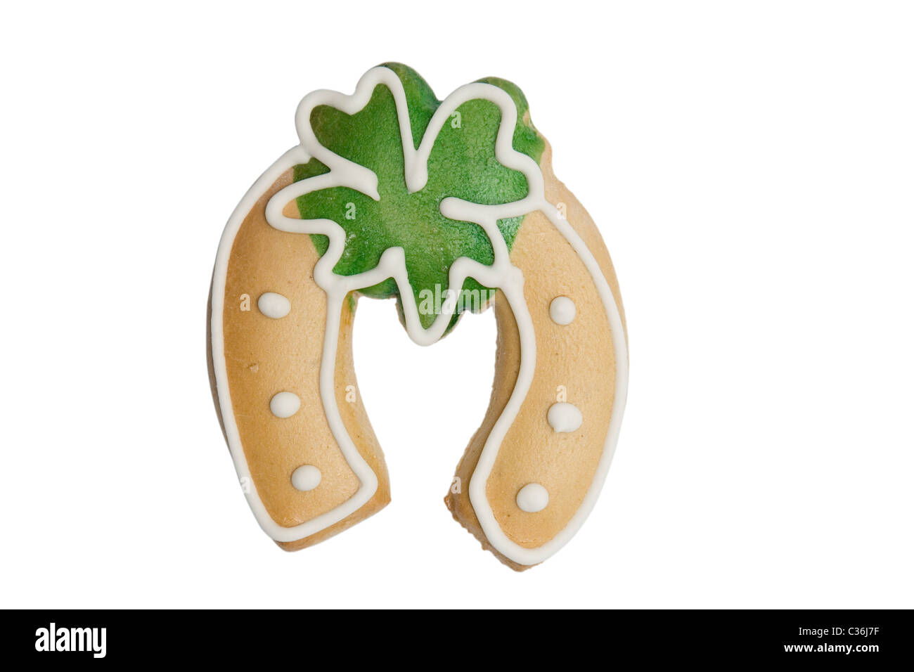 front view of gingerbread horseshoe biscuit, xmas cookies Stock Photo