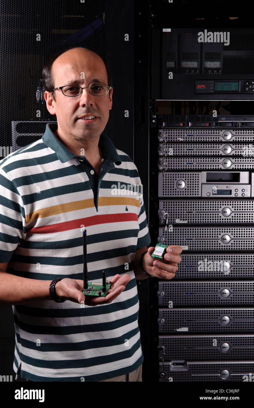 Technician in server room Stock Photo Alamy
