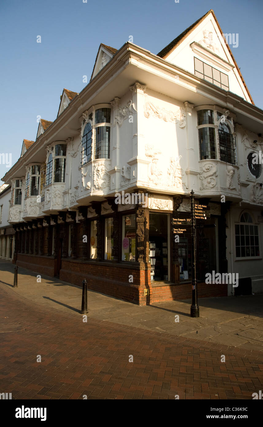 The Ancient House Ipswich Suffolk England decorative pargetting Stock Photo