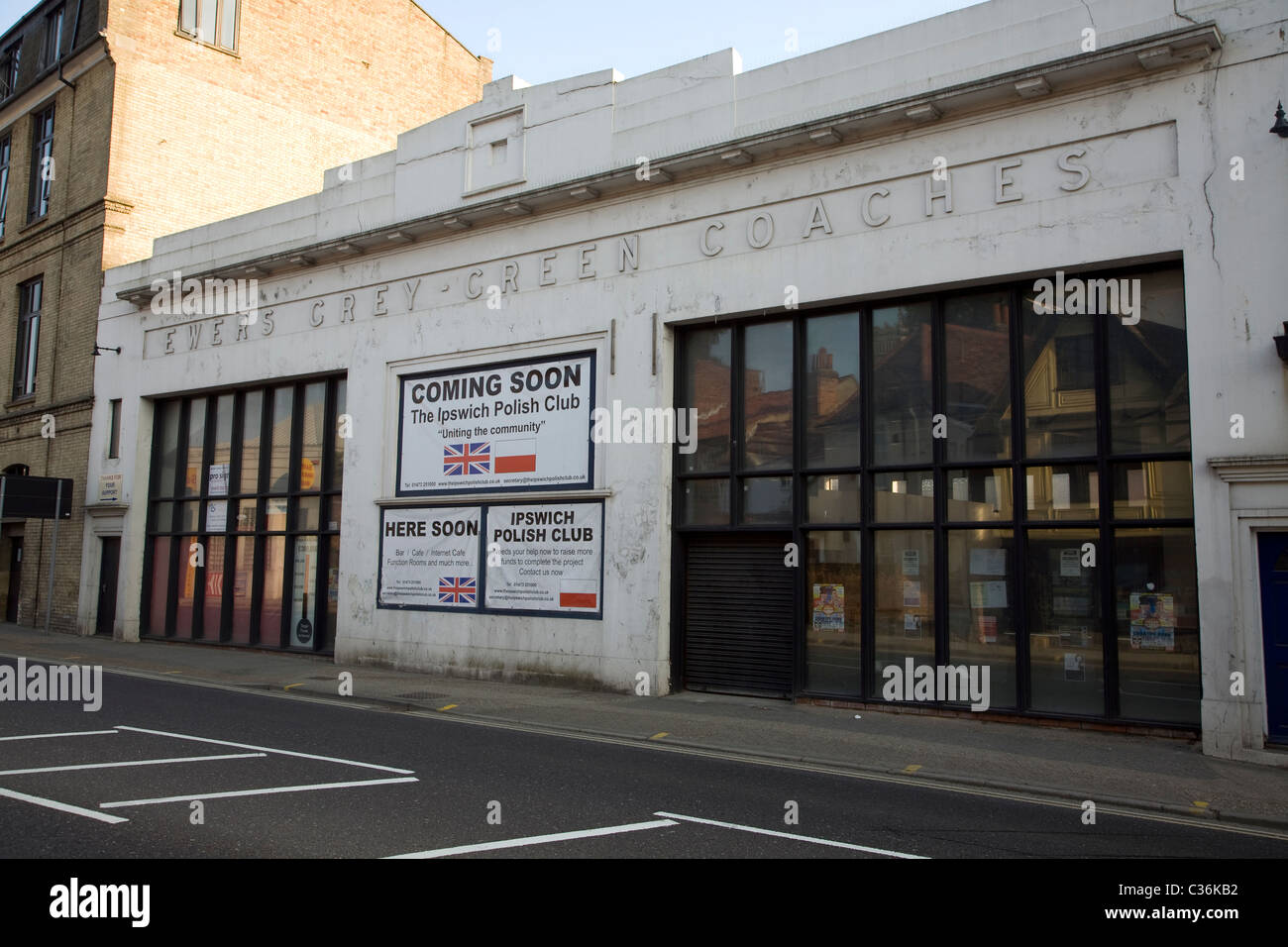 Polish club coming soon old Grey Green coaches depot Ipswich Suffolk