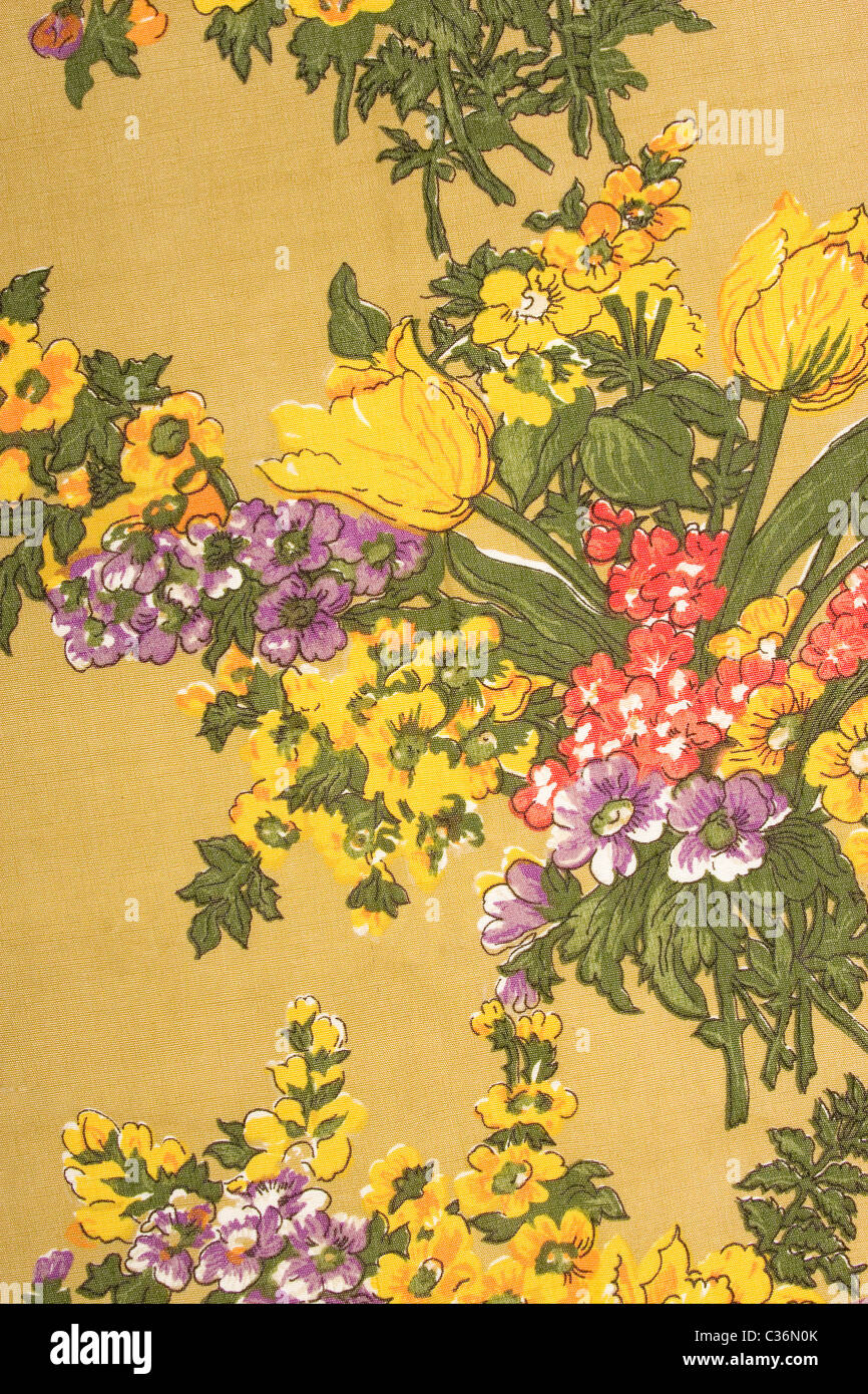 old flower fabric texture, decorative colored canvas Stock Photo