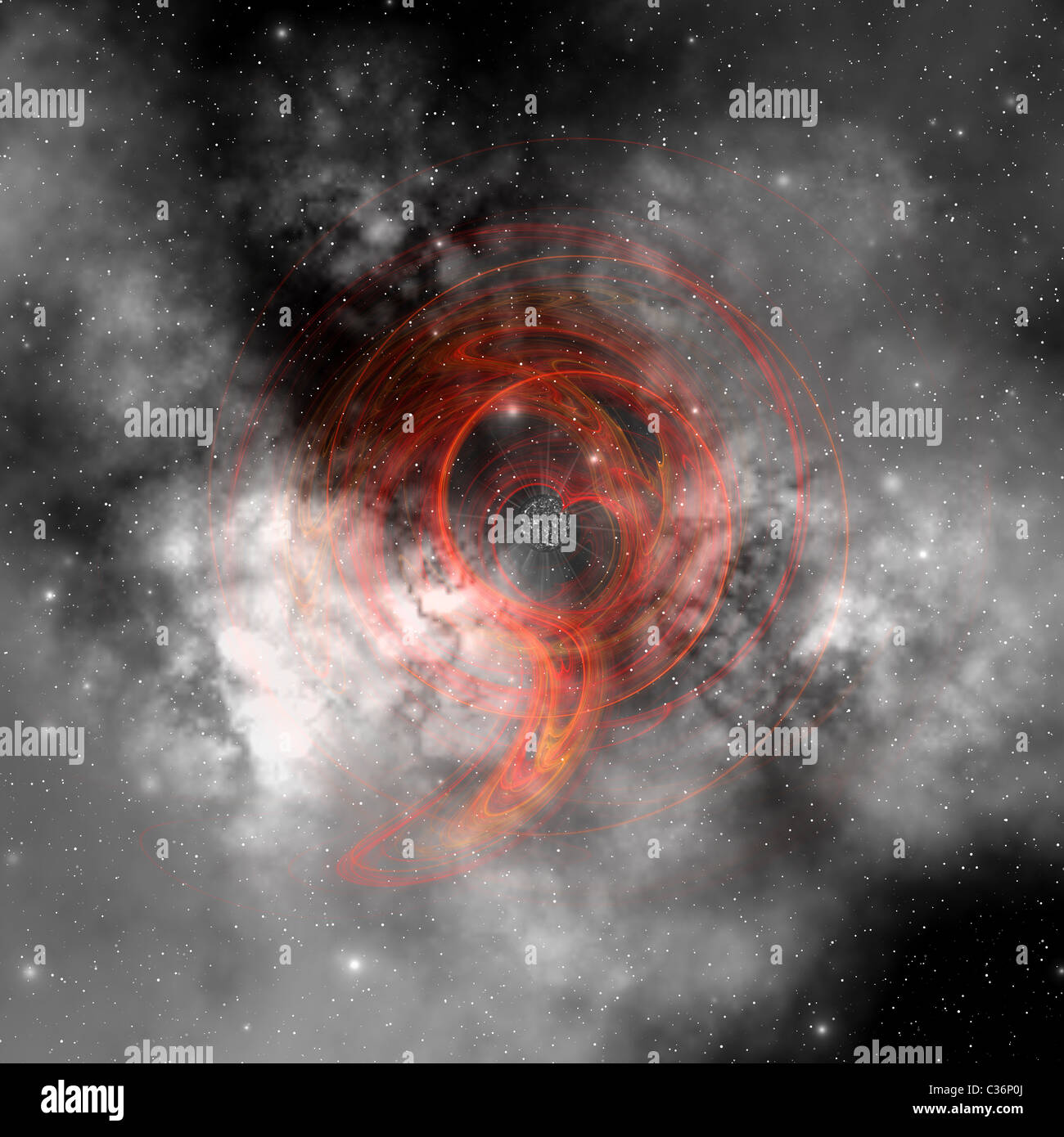 Part of the Milky Way Galaxy with its milky white stars and clouds. Stock Photo