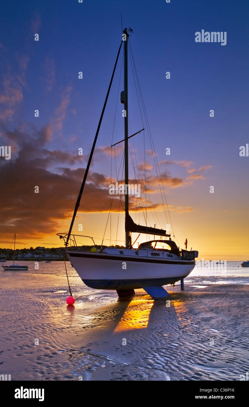 Instow  boats, Insto Sunset, Instow North Devon, Instow Beach, Instow looking towards Appledore North Devon Stock Photo