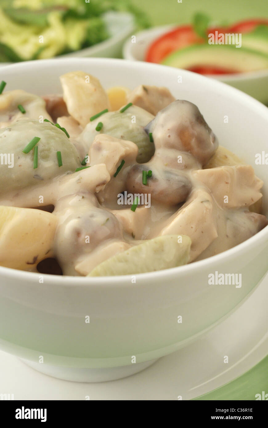Creamy Chicken and Mushroom Pasta Stock Photo - Alamy