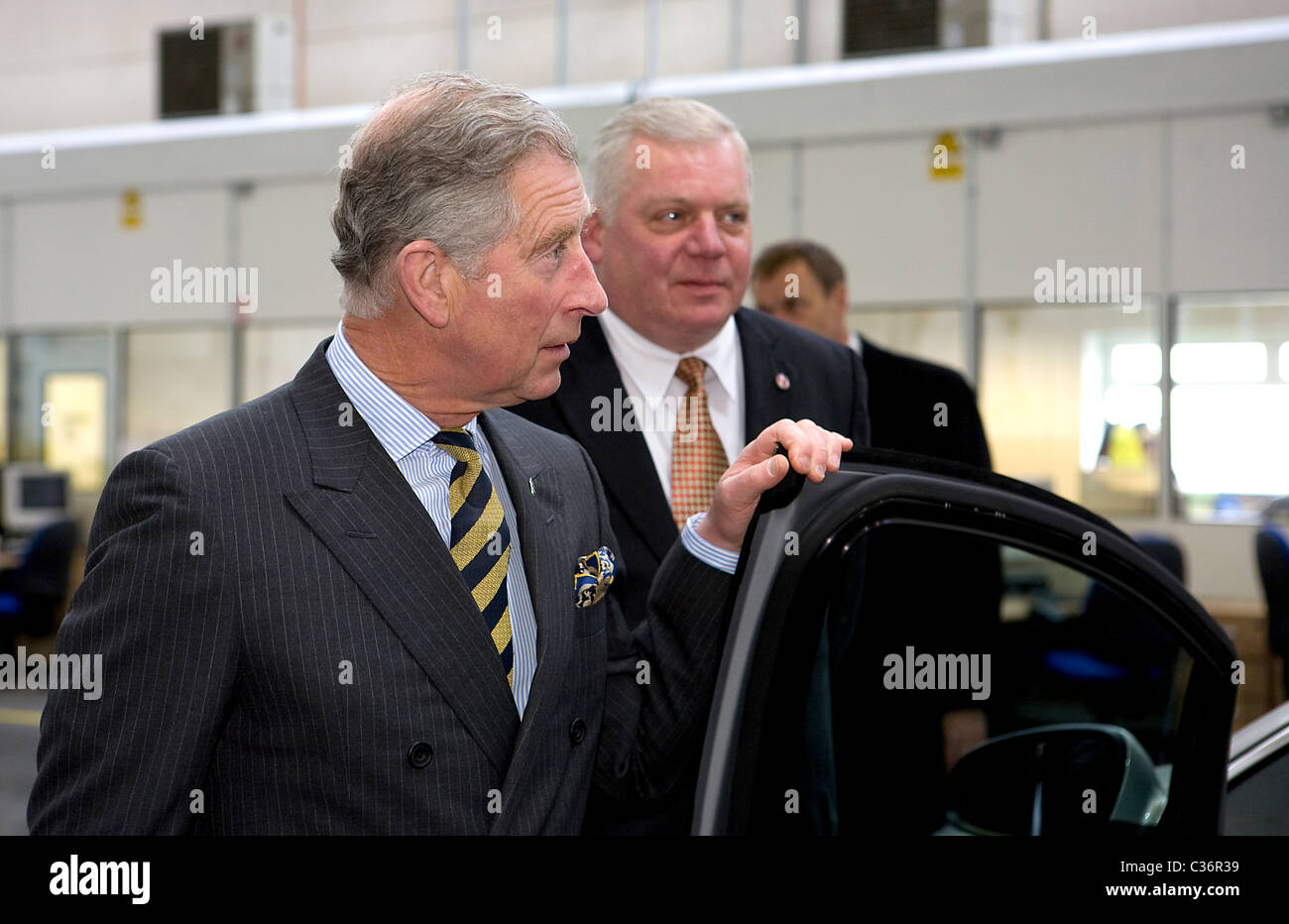 The Prince of Wales visits Vauxhall Motors Ellesmere Port Cheshire to see the new Vauxhall/Opel Astra Stock Photo