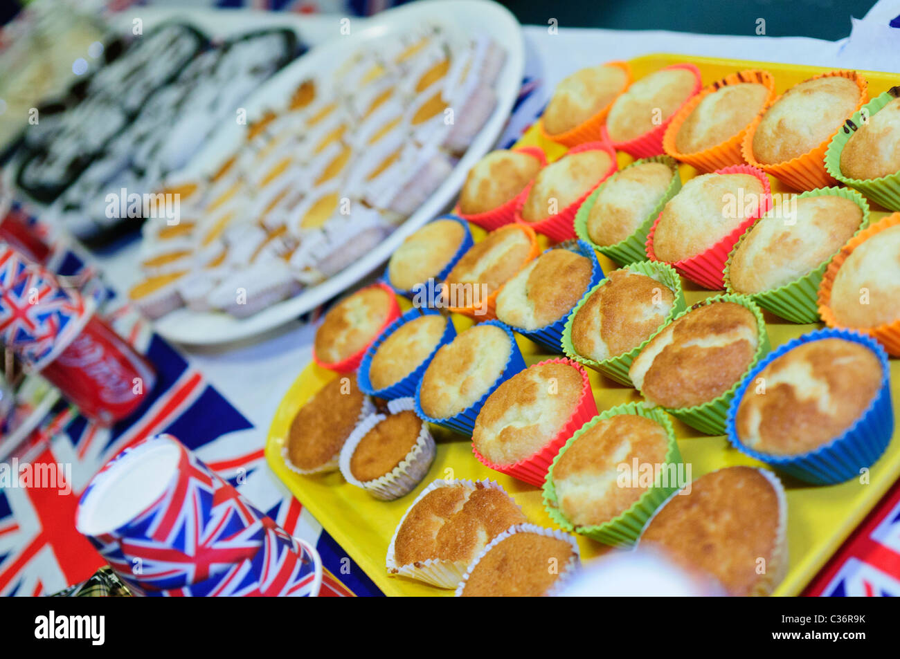 Buns and biscuits at a royal street party Stock Photo