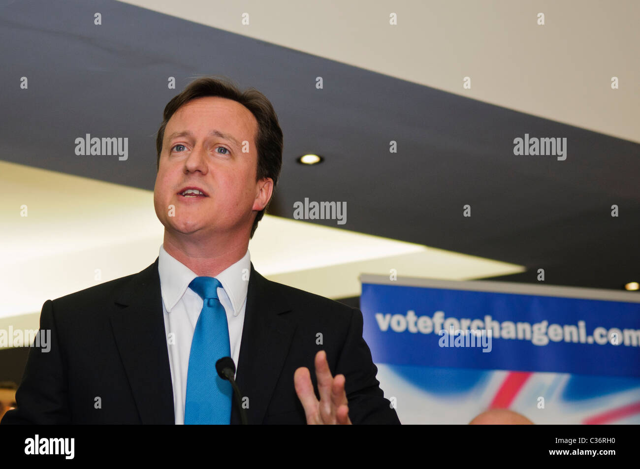 David Cameron visits the Ulster Unionist Party, Belfast, May 2010 Stock Photo