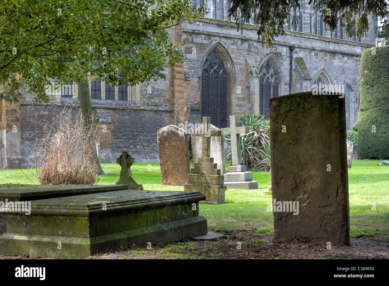 Gravestones at Holy Trinity Church, Stratford-on-Avon, Warwickshire. Stock Photo