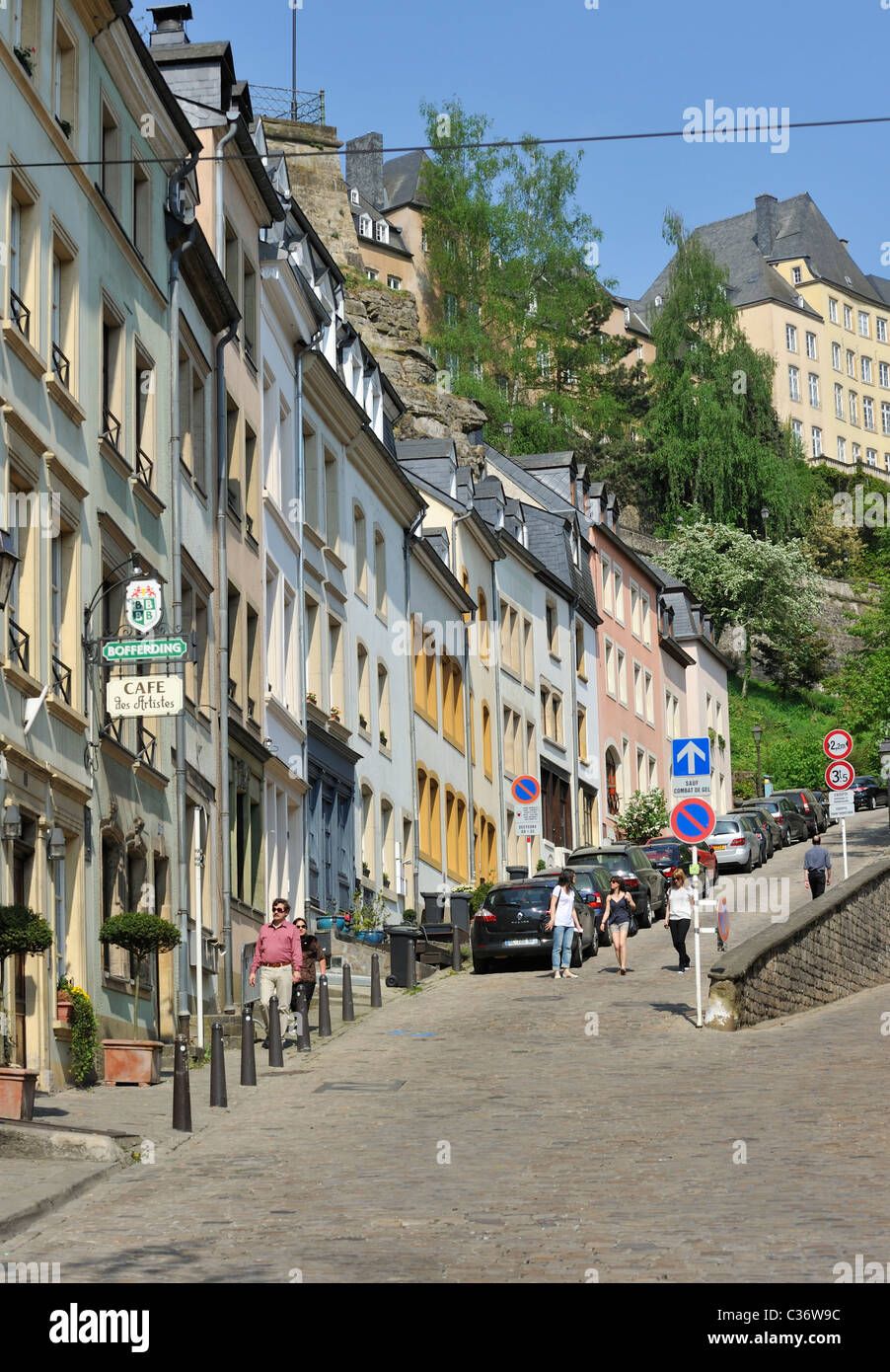 Street leading to the Ville Haute in Luxembourg, Grand Duchy of Luxembourg Stock Photo