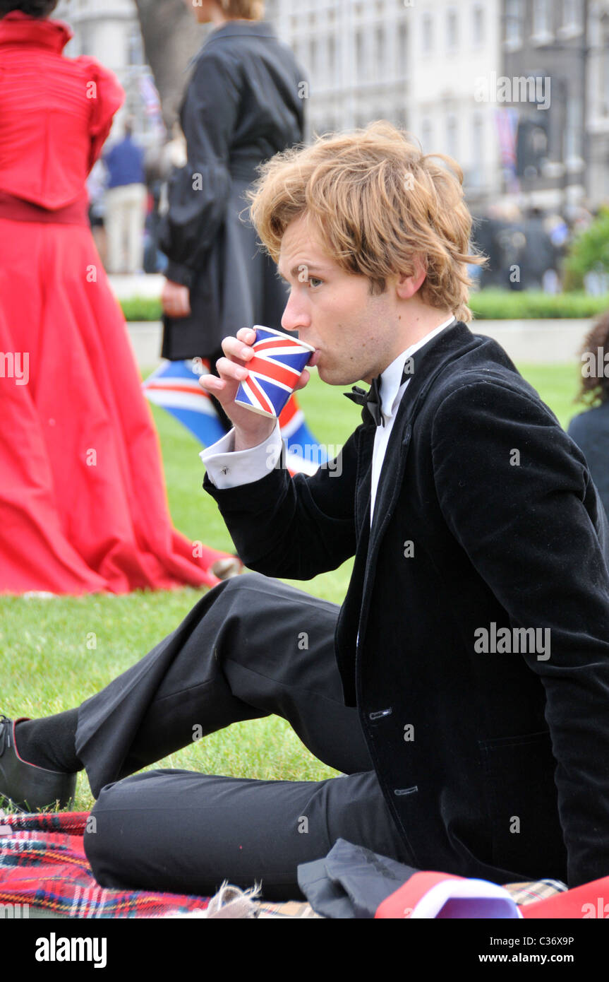 Public school boy champagne tory posh class system William and Kate Royal Wedding 29th April 2011 Stock Photo