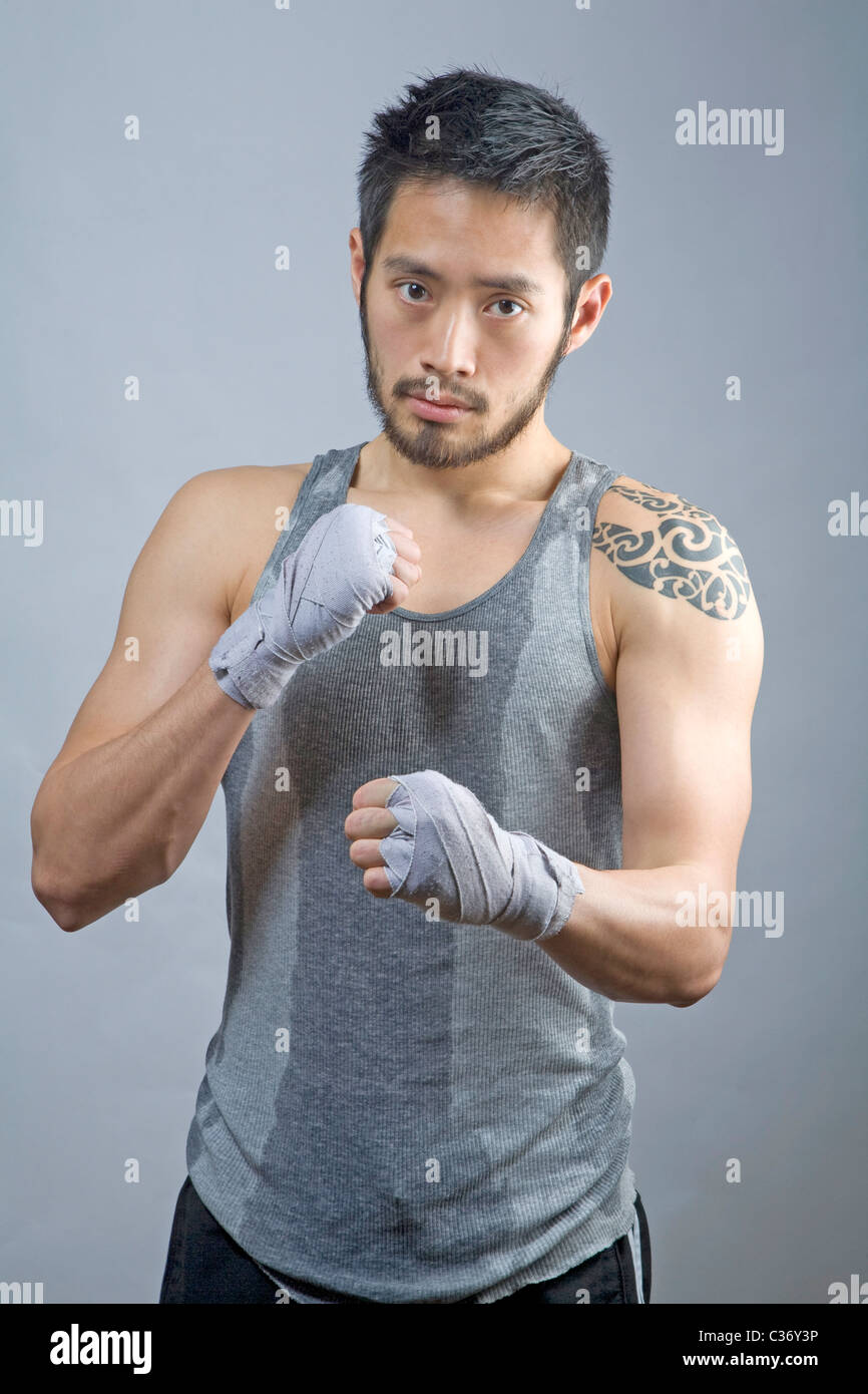 Page 3 Young Man Boxing Fighting Pose High Resolution Stock