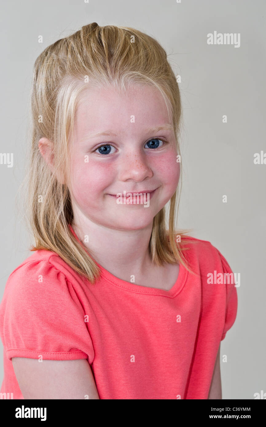 young girl smiling  5-6 year old girl. MR © Myrleen Pearson Stock Photo