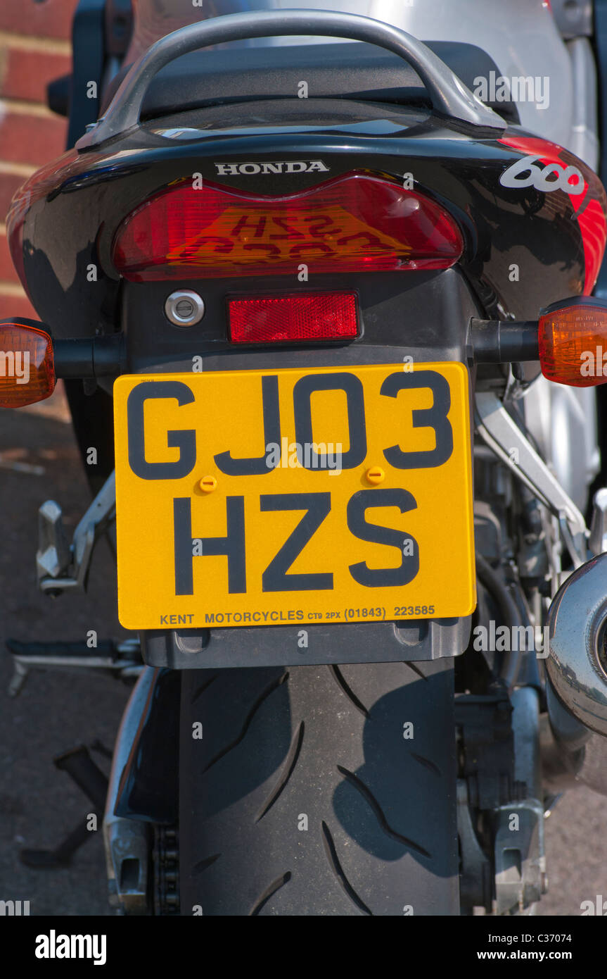 Motorcycle Rear Number Plate Stock Photo - Alamy