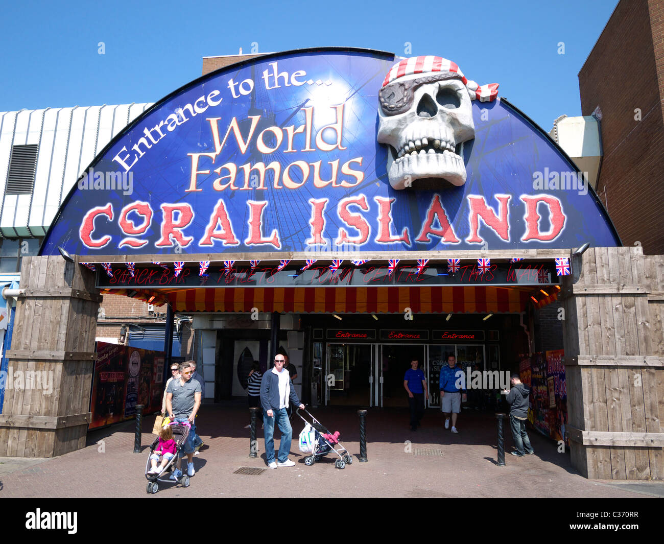 Exterior of Coral Island a popular amusement arcade New Bonny Street  Blackpool Lancashire UK Stock Photo - Alamy