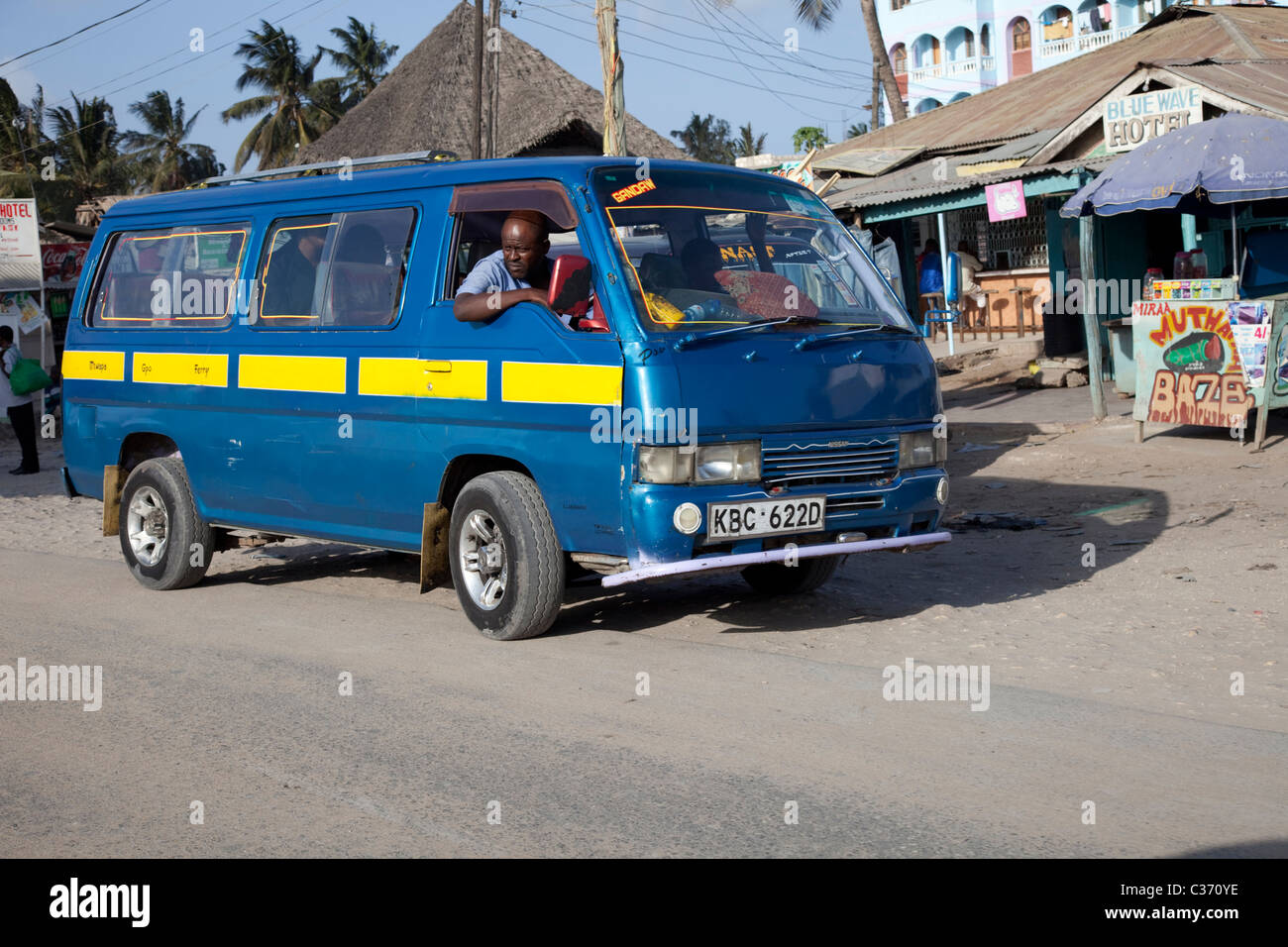 Local Matatu taxi casual street scene Mombasa Kenya Stock Photo