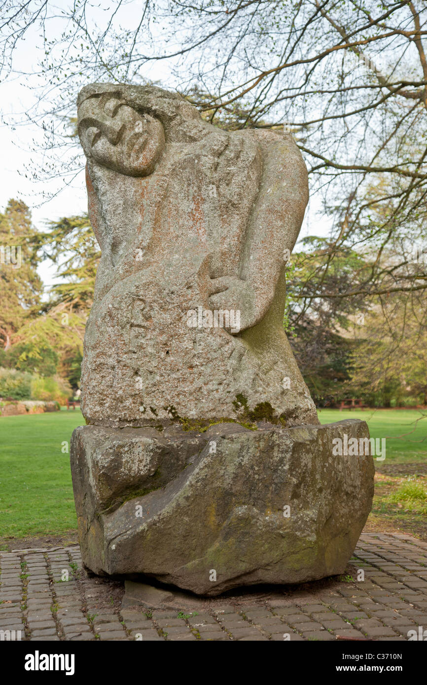 Ronald Rae's granite sculpture of The Scourging of Christ, one of five related sculptures 'The Tragic Sacrifice of Christ' Rozelle Park, Ayr, Scotland Stock Photo