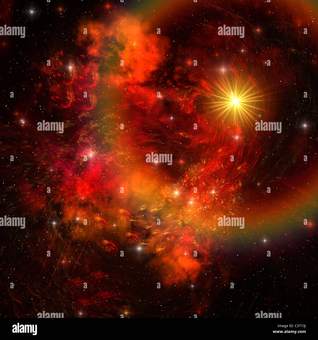 A huge star explodes sending out shock waves throughout the universe. Stock Photo
