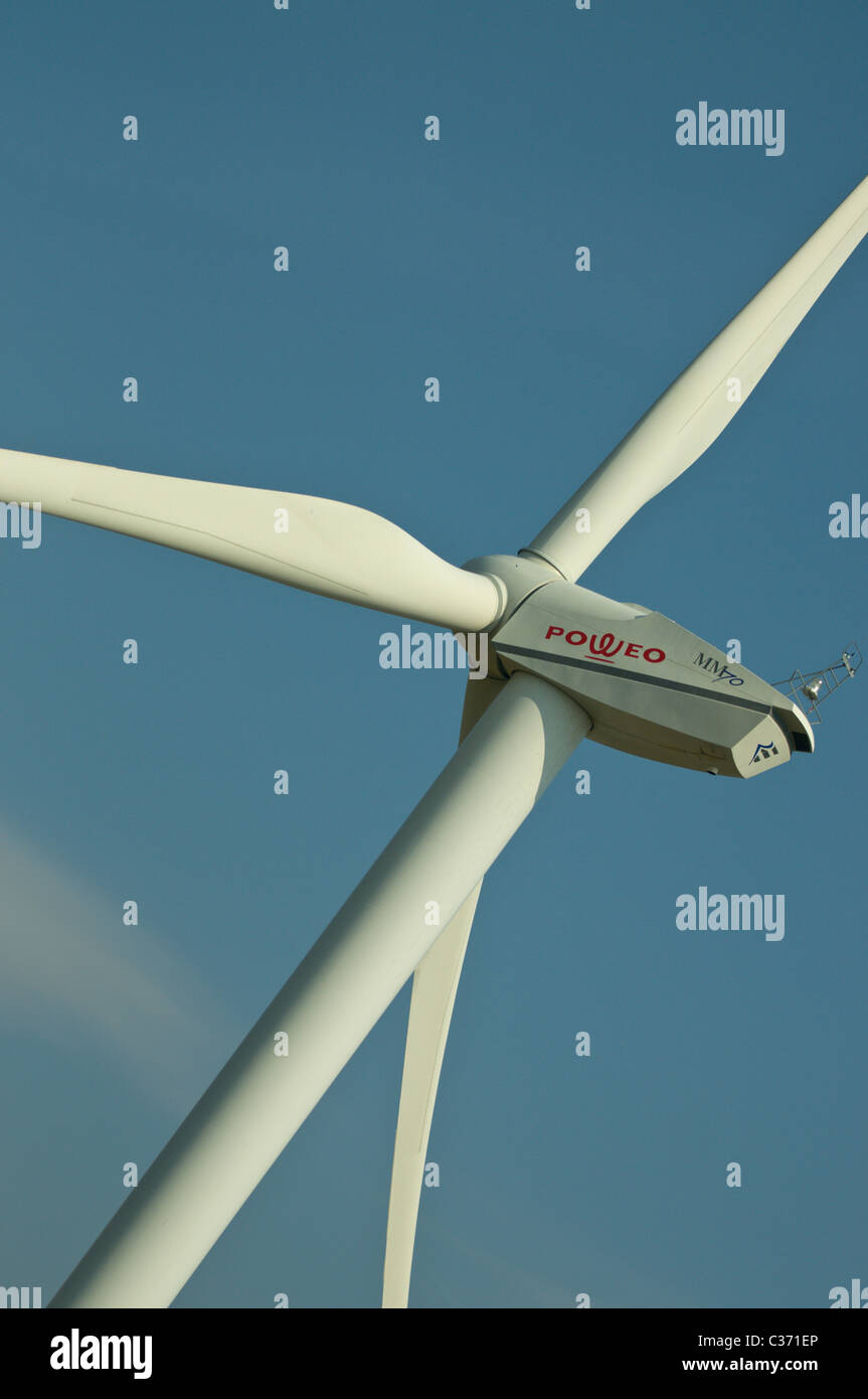 Blades of a wind turbine, Corbieres, France Stock Photo