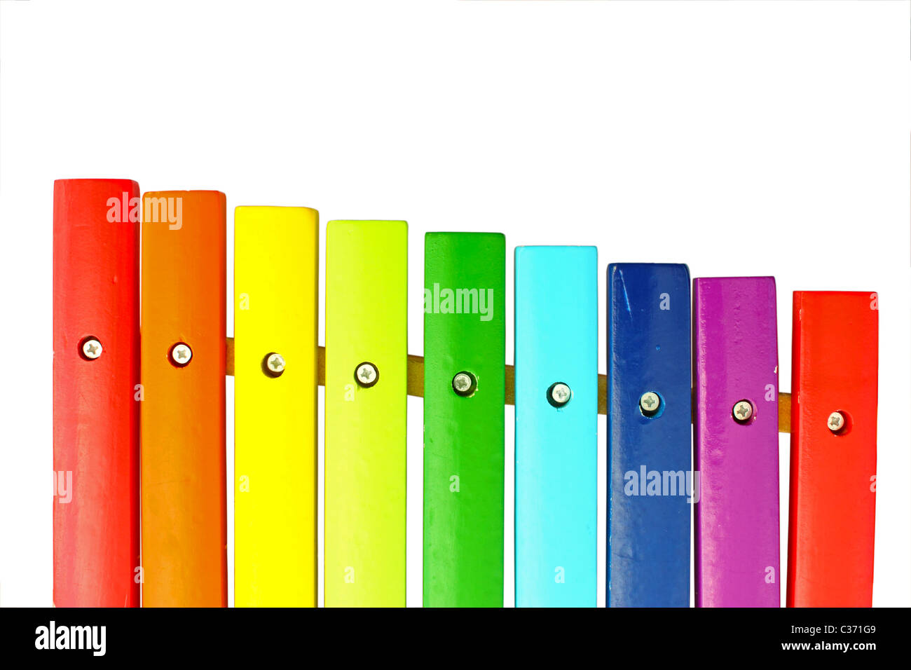 Colorful wooden bars, xylophone, isolated on white Stock Photo Alamy