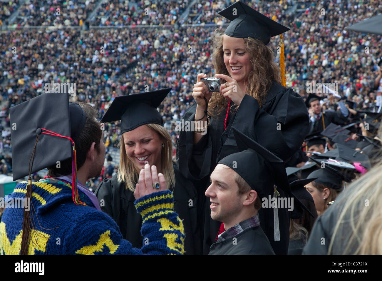 Ann Arbor, Michigan - Graduating students at the University of Michigan's commencement cememony. Stock Photo
