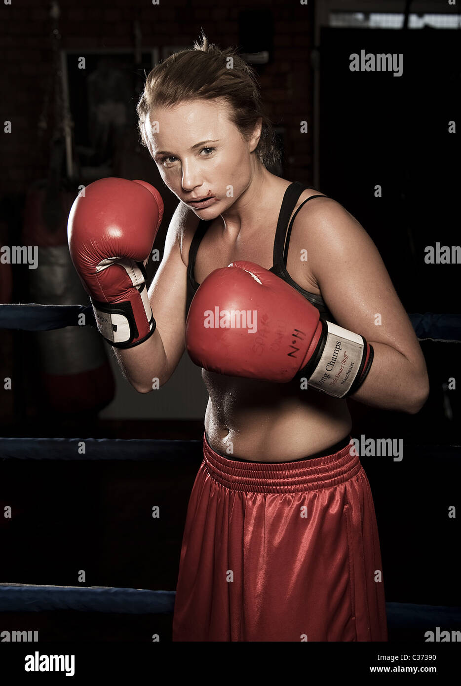 Female boxer portrait Stock Photo