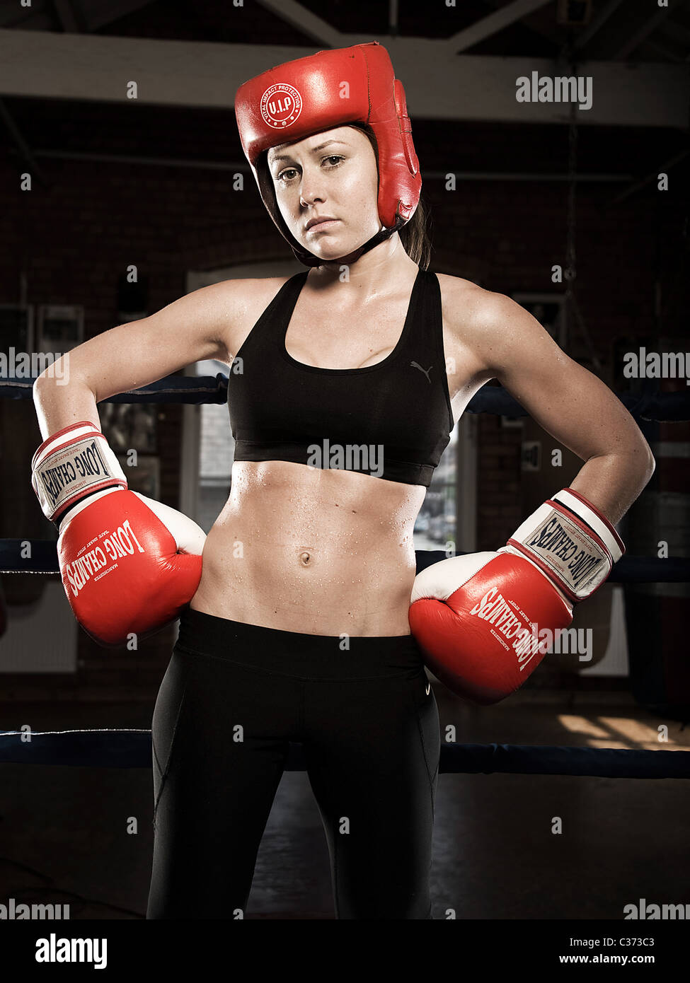 Female boxer portrait Stock Photo