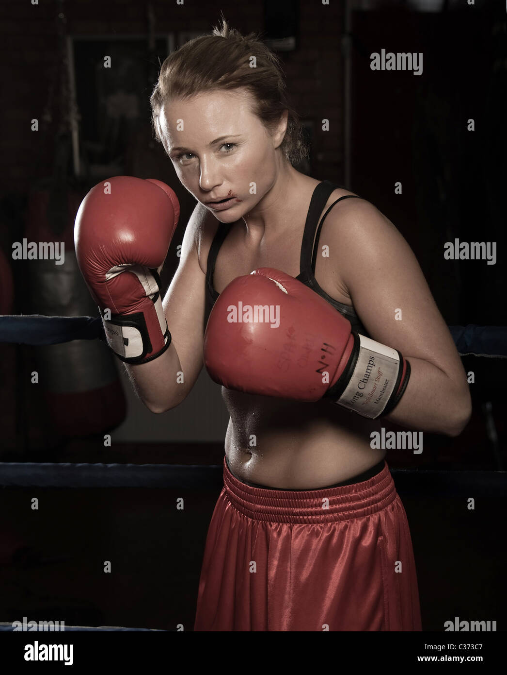 Female boxer training Stock Photo