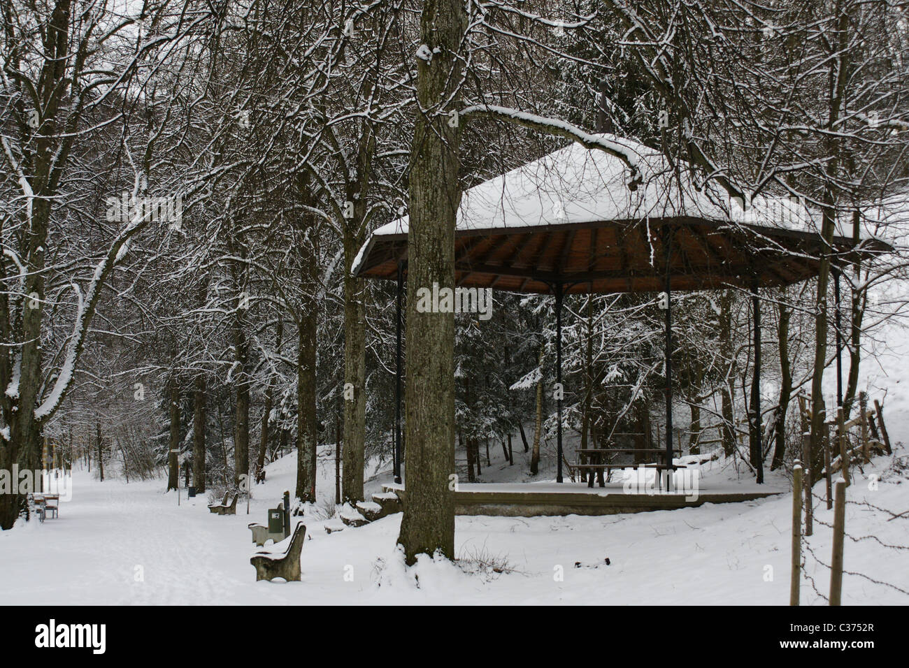 SONY DSC Empty music  pavilion in winter in a park in Feldkirch Austria Stock Photo