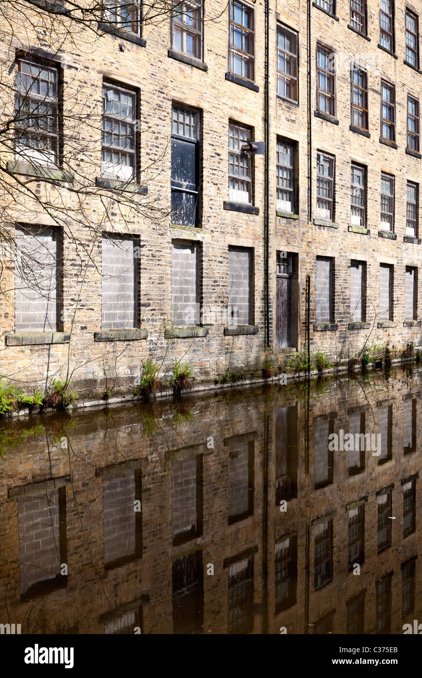 Luddenden foot old mill reflected hires stock photography and images