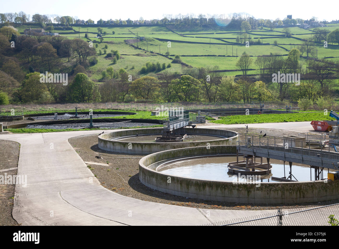 Sewage works in the Calder Valley Stock Photo Alamy