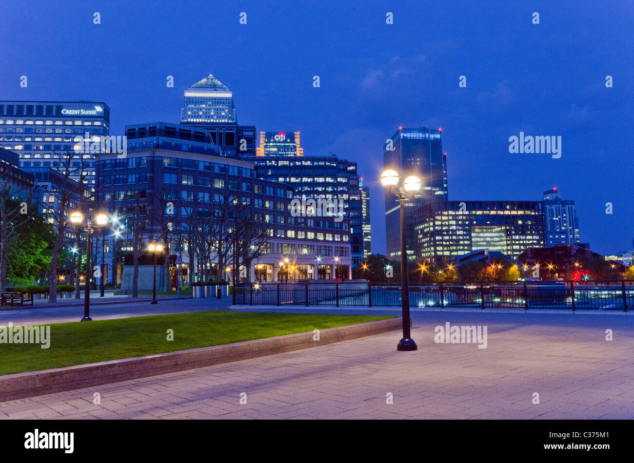 Canary Wharf and Docklands at night , London, UK Stock Photo - Alamy