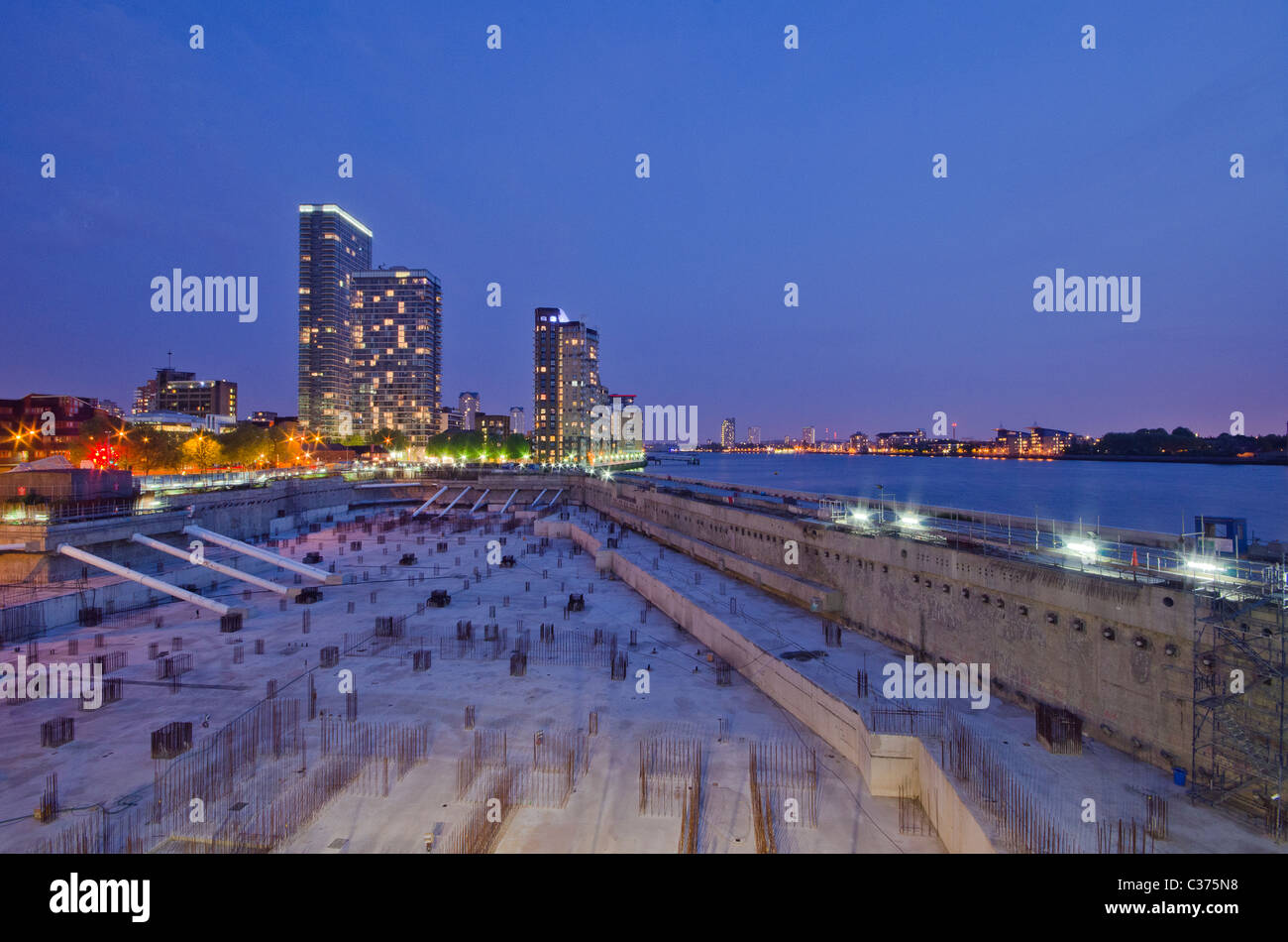 Canary Wharf and Docklands at night , London, UK Stock Photo - Alamy