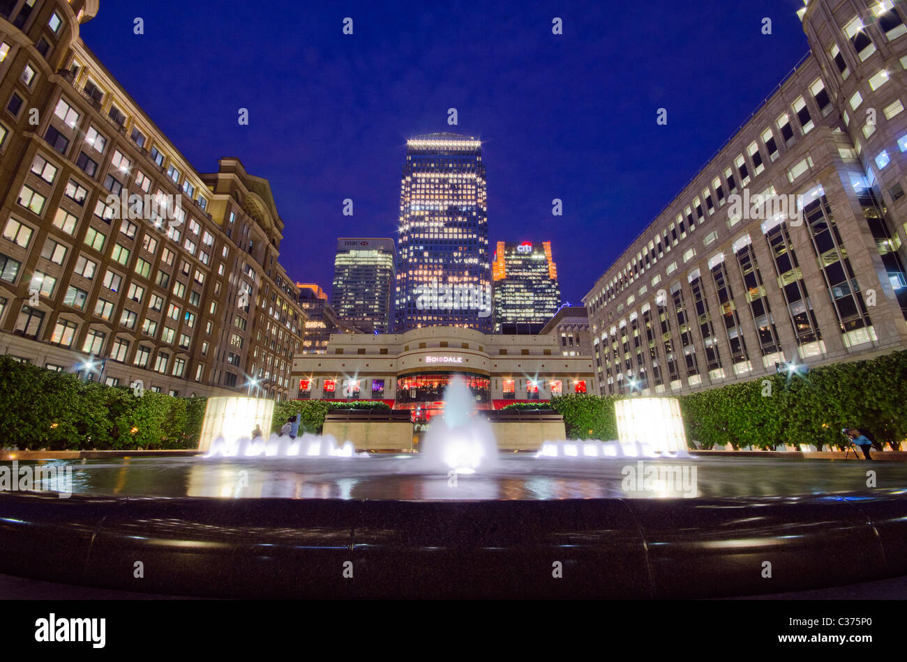 Canary Wharf and Docklands at night , London, UK Stock Photo - Alamy