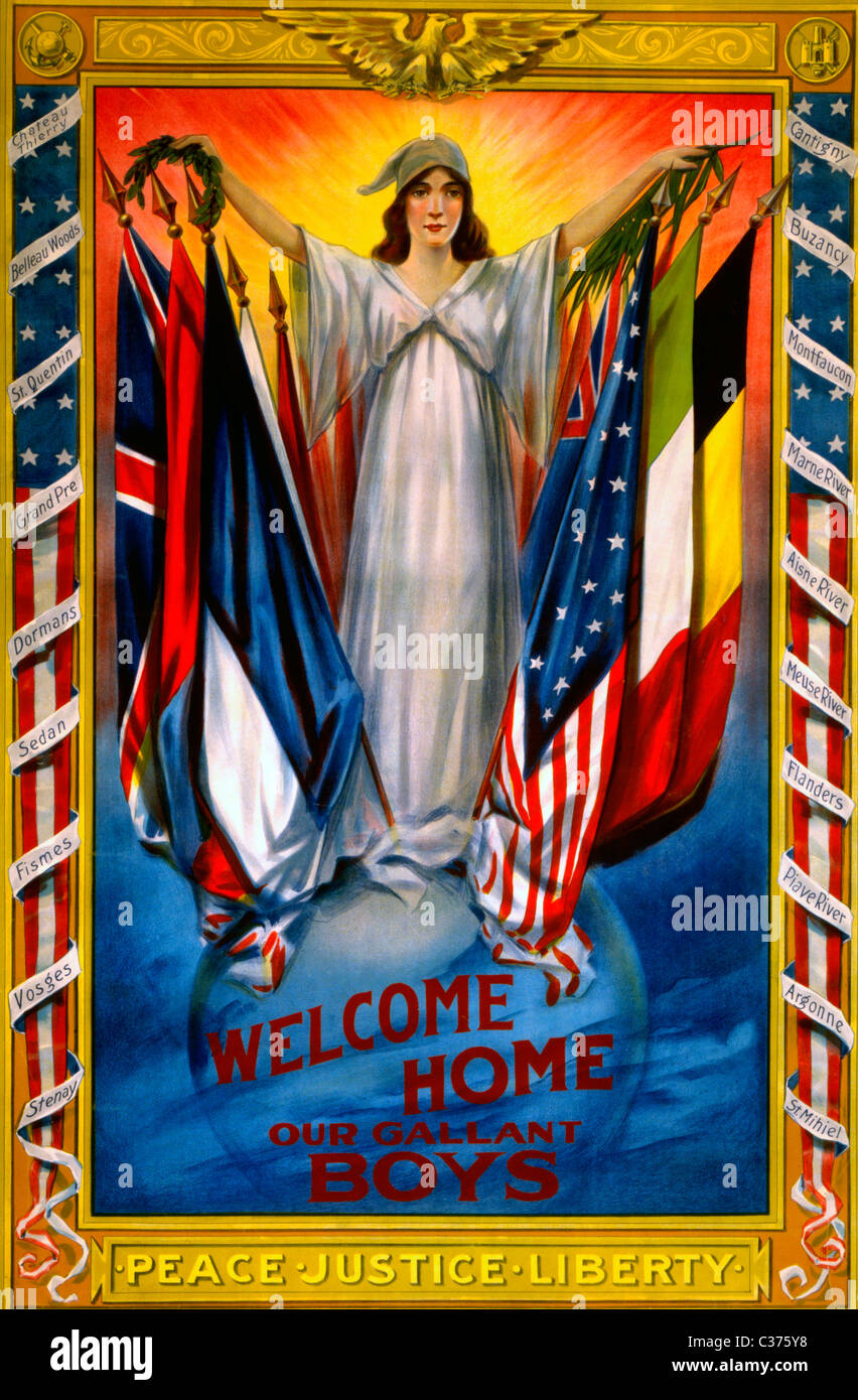 Welcome home our gallant boys - Welcoming home American Soldiers after World War I Stock Photo