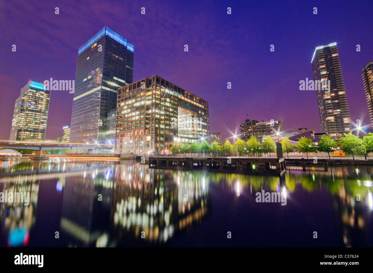 Canary Wharf at night, London , UK Stock Photo - Alamy