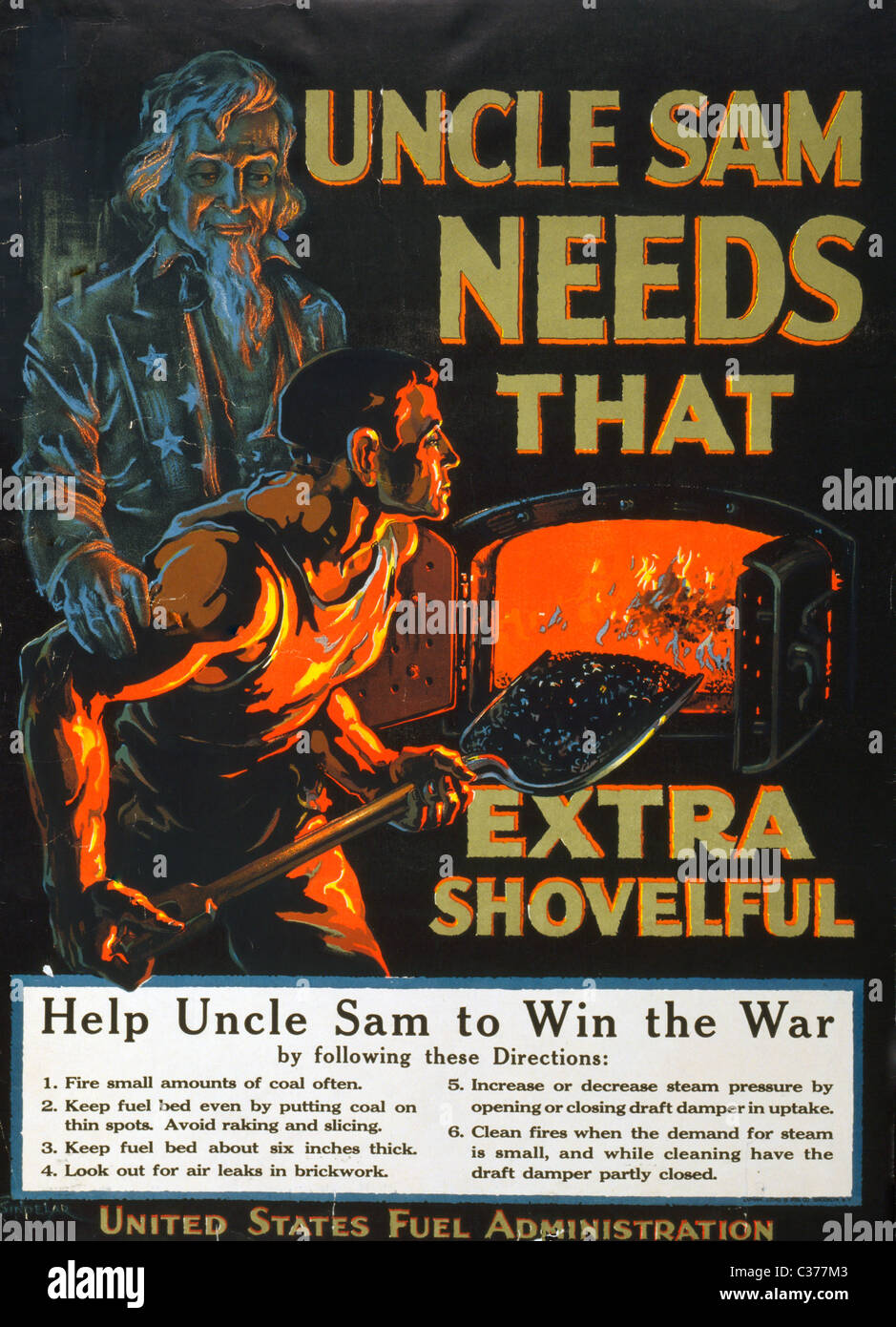 Uncle Sam needs that extra shovelful - WWI Poster - USA Stock Photo