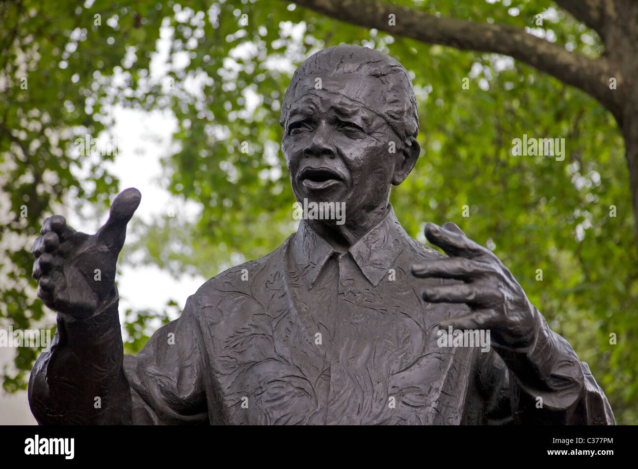 Statue of Nelson Mandela in Parliament Square, London, England Stock