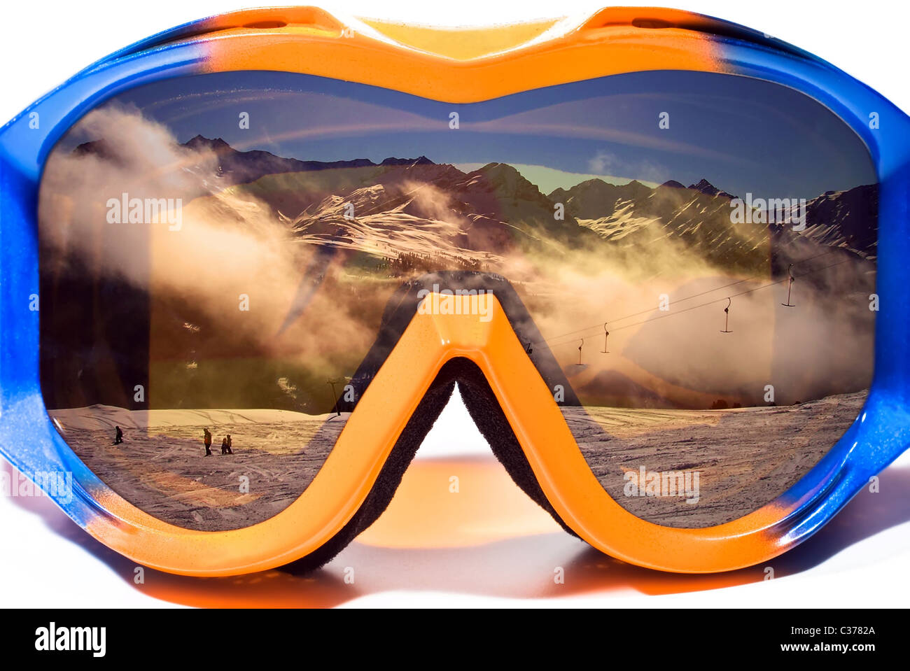 snowboard glasses isolated with reflection Stock Photo Alamy