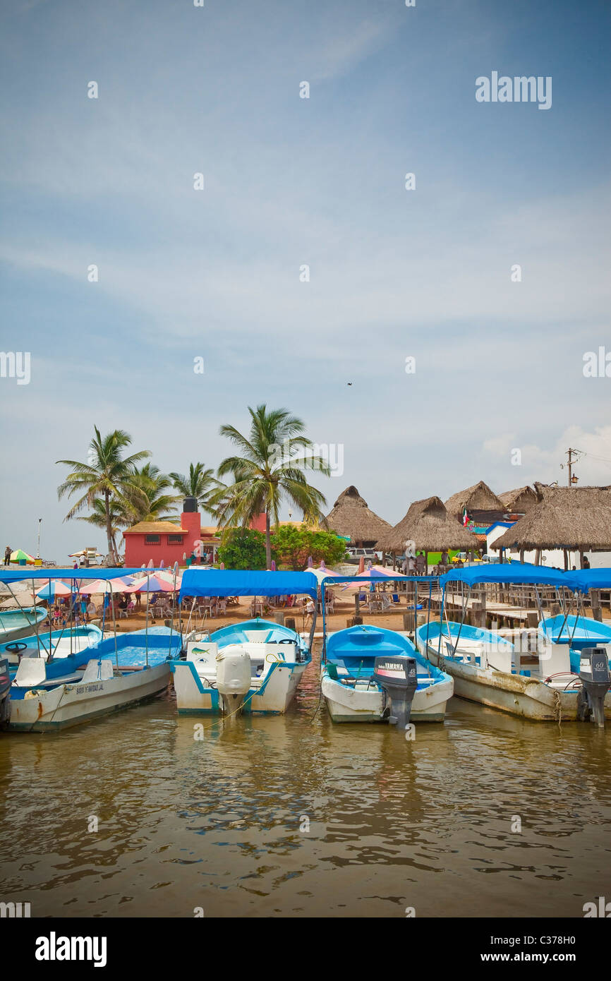 boats docked in barra de navidad, jalisco, mexico Stock Photo Alamy