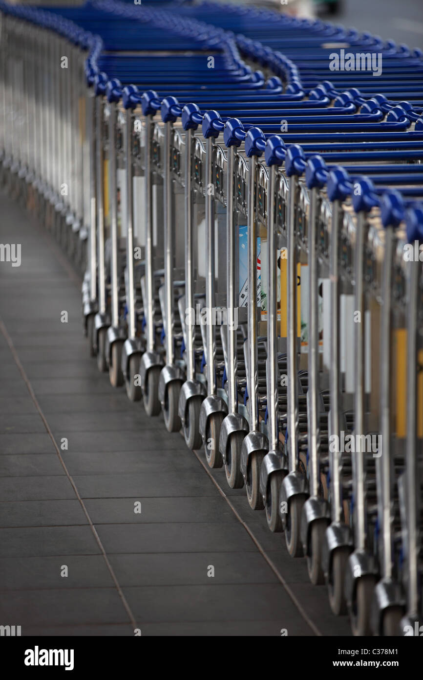 Trolleys at the airport in Bengaluru South India Asia Stock Photo