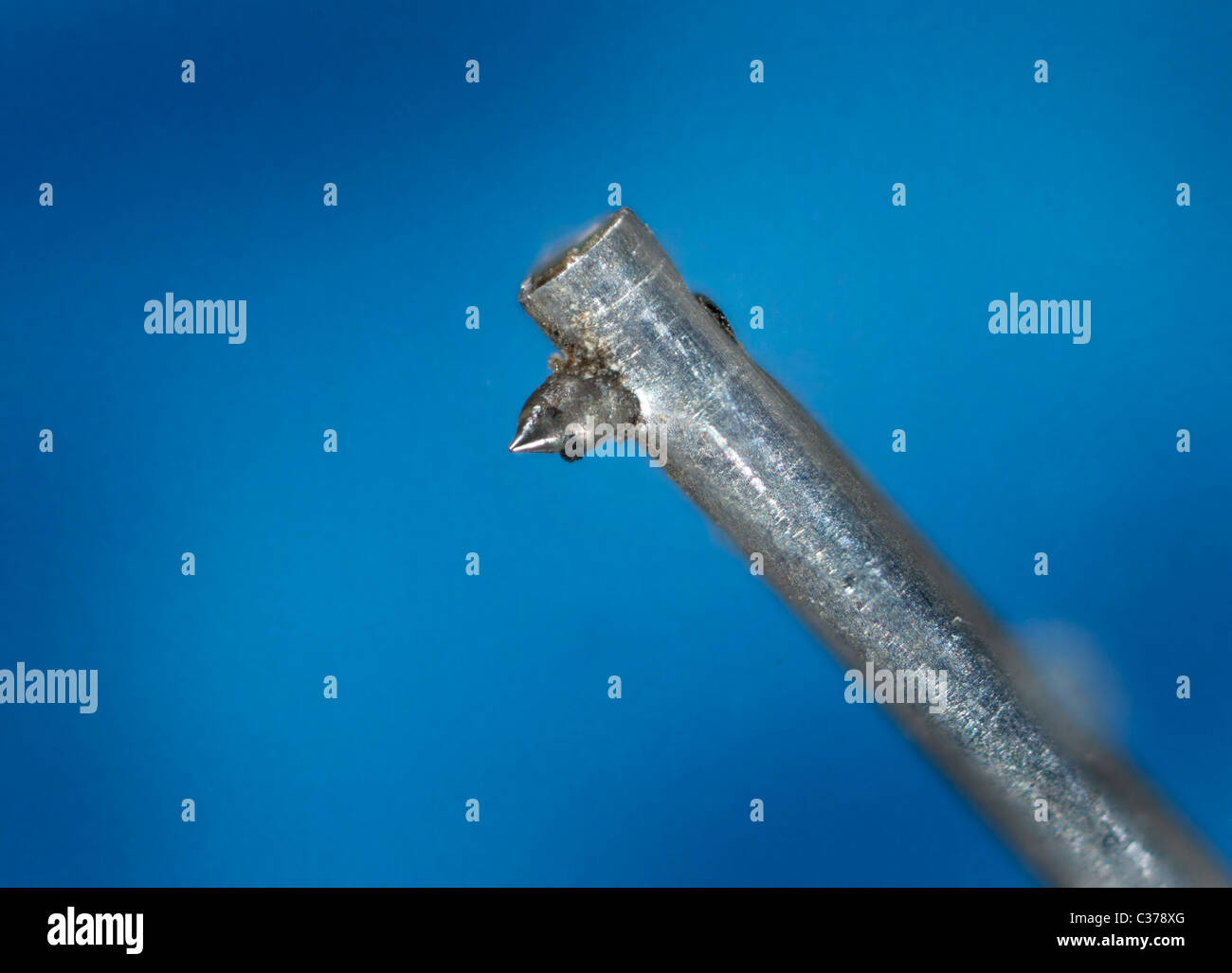 Diamond stylus needle from an analogue vinyl record player Stock Photo