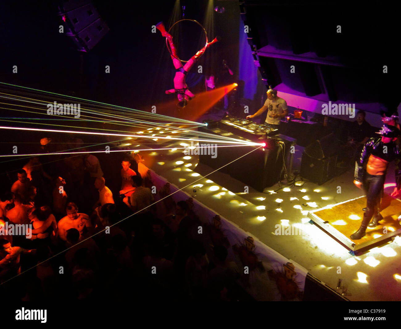 Paris, France, High Angle, Looking Down to Stage, Gay Gays Dancing, Scream Party