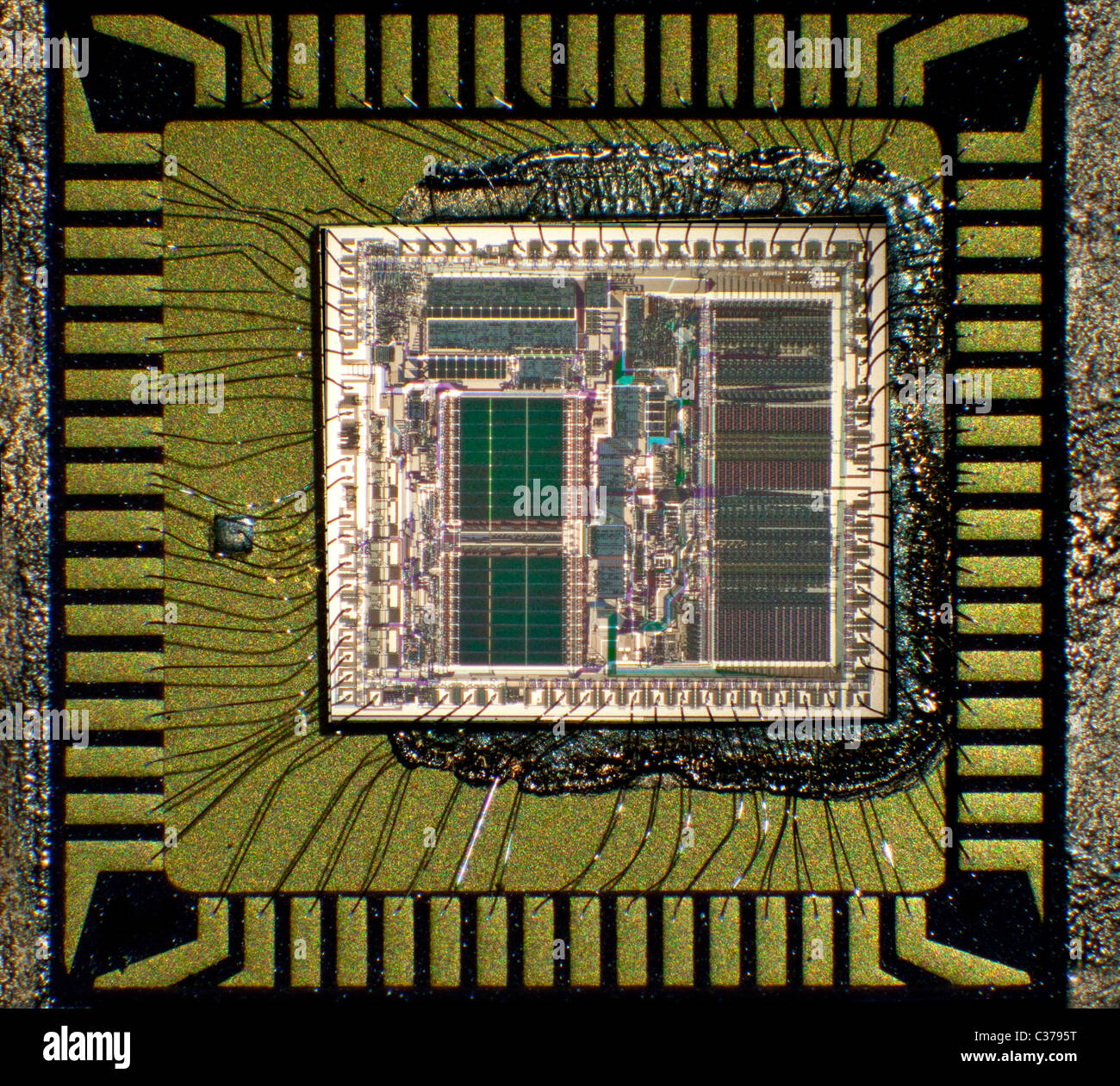 silicon chip computer semiconductor circuit Stock Photo