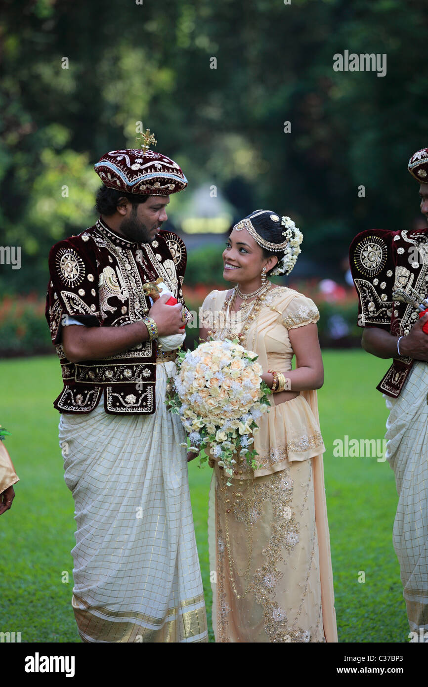 Wedding ceremony with traditional dress in Sri Lanka Asia Stock Photo