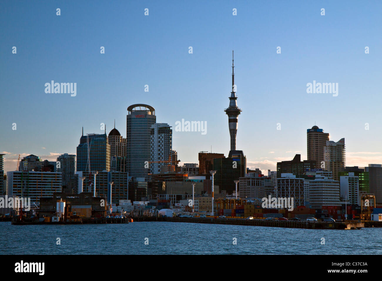 The Sky Tower dominated the Central Business District of Auckland Stock Photo