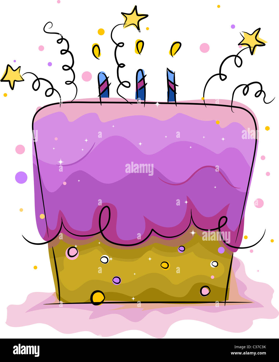 Illustration of a Birthday Cake Decorated with Stars Stock Photo - Alamy