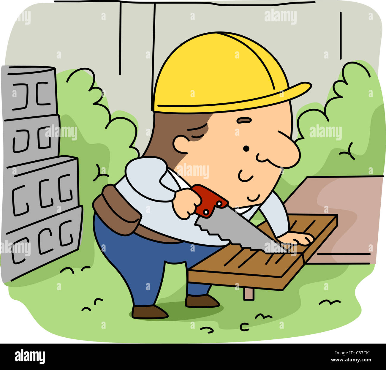 Illustration of a Woodcutter at Work Stock Photo