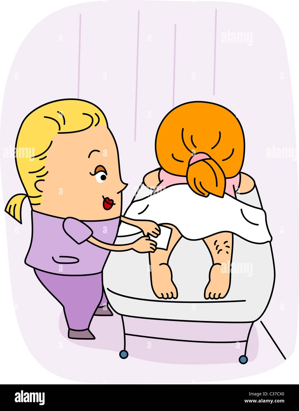 Illustration of a Spa Attendant/Esthetician at Work Stock Photo - Alamy, image size:1013x1390