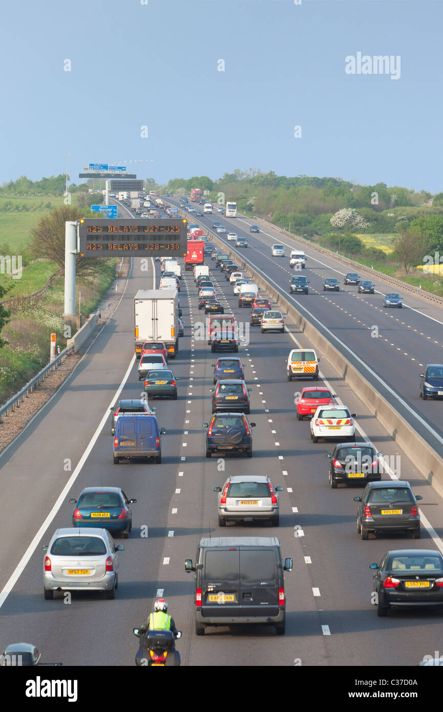 Traffic congestion on the M11 motorway before junction with the M25, Essex, England Stock Photo