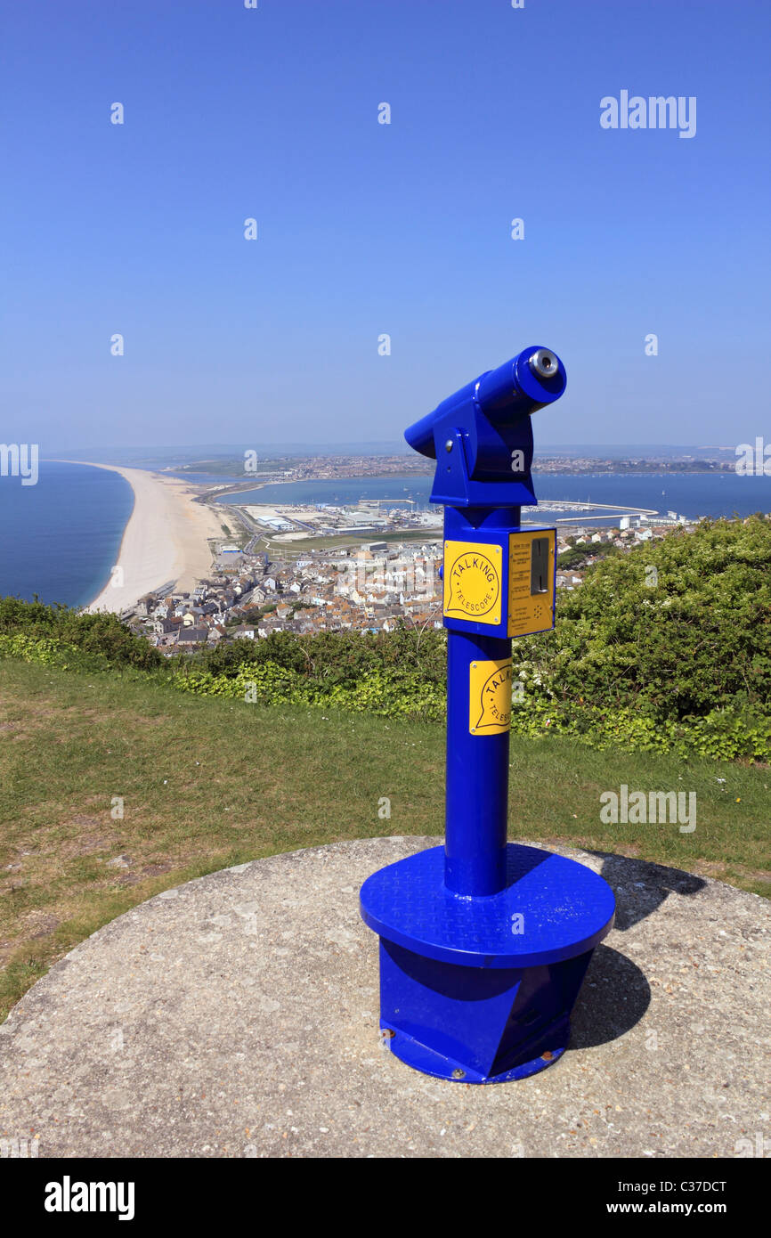 View of Chesil Beach, Fortuneswell and the harbour from the War